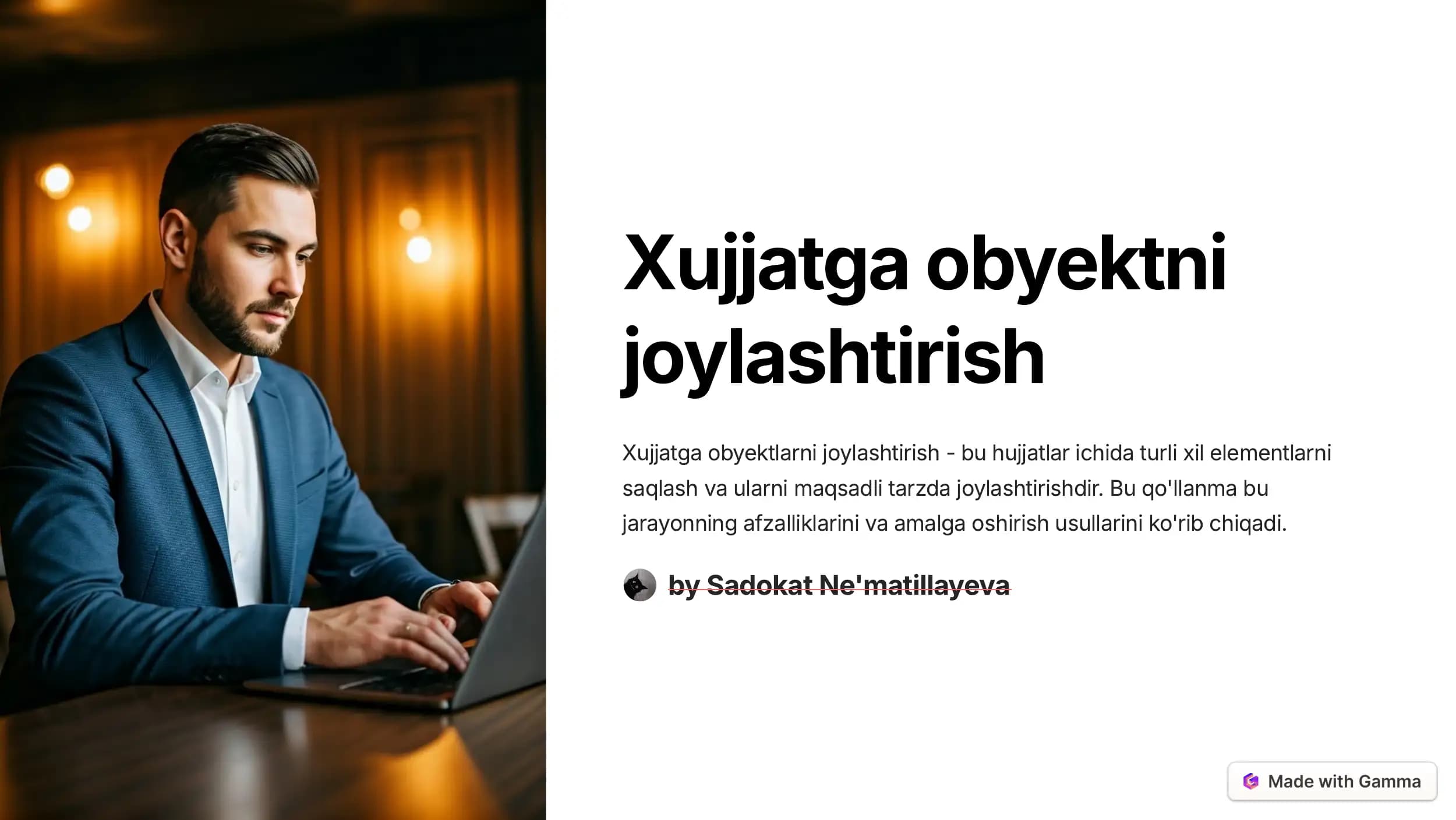 Xujjatga obyektni joylashtirish