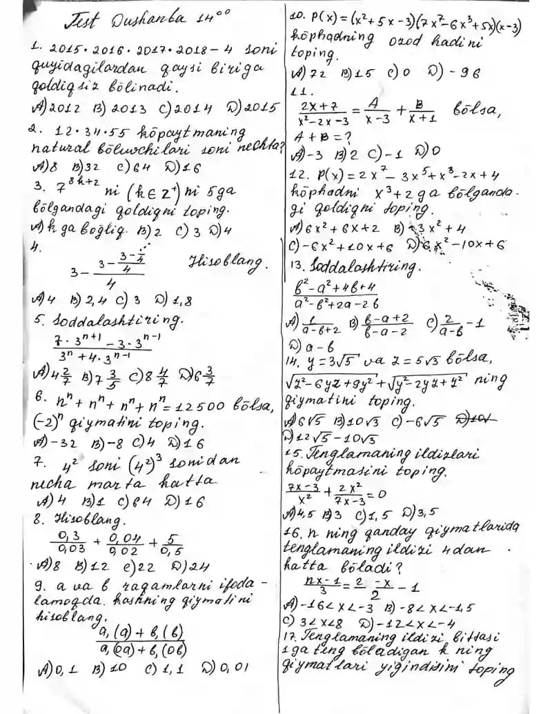 matematika test
