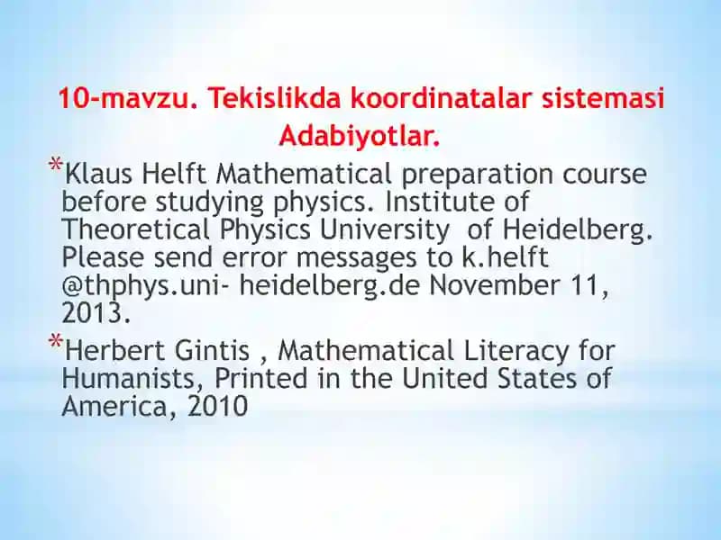 Tekislikda koordinatalar sistemasi