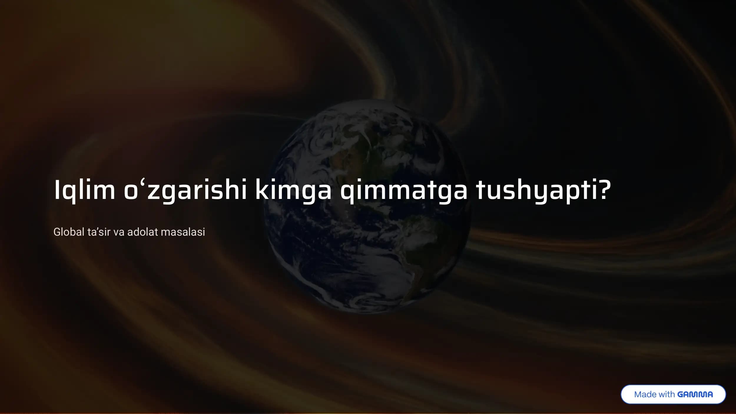 Iqlim o'zgarishi kimga qimmatga tushyapti?