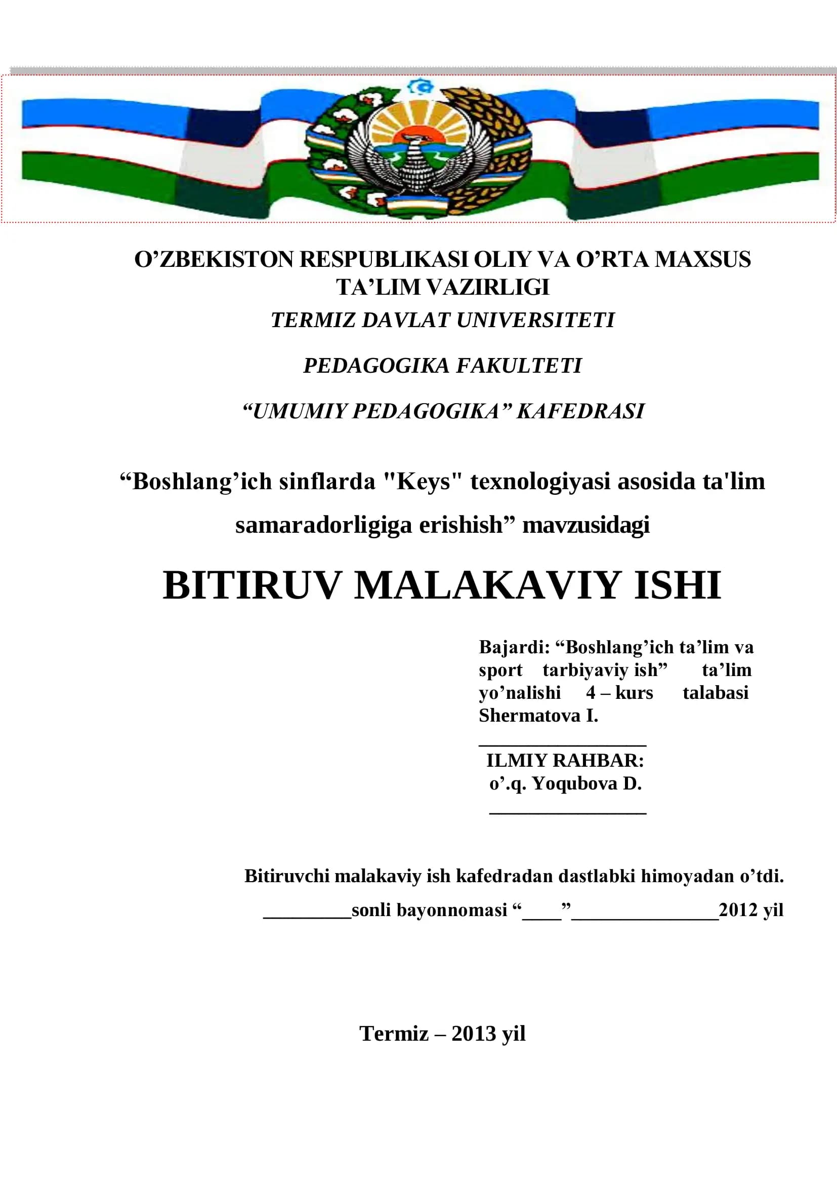 Boshlang’ich sinflarda "Kеys" tеxnologiyasi asosida ta'lim samaradorligiga erishish