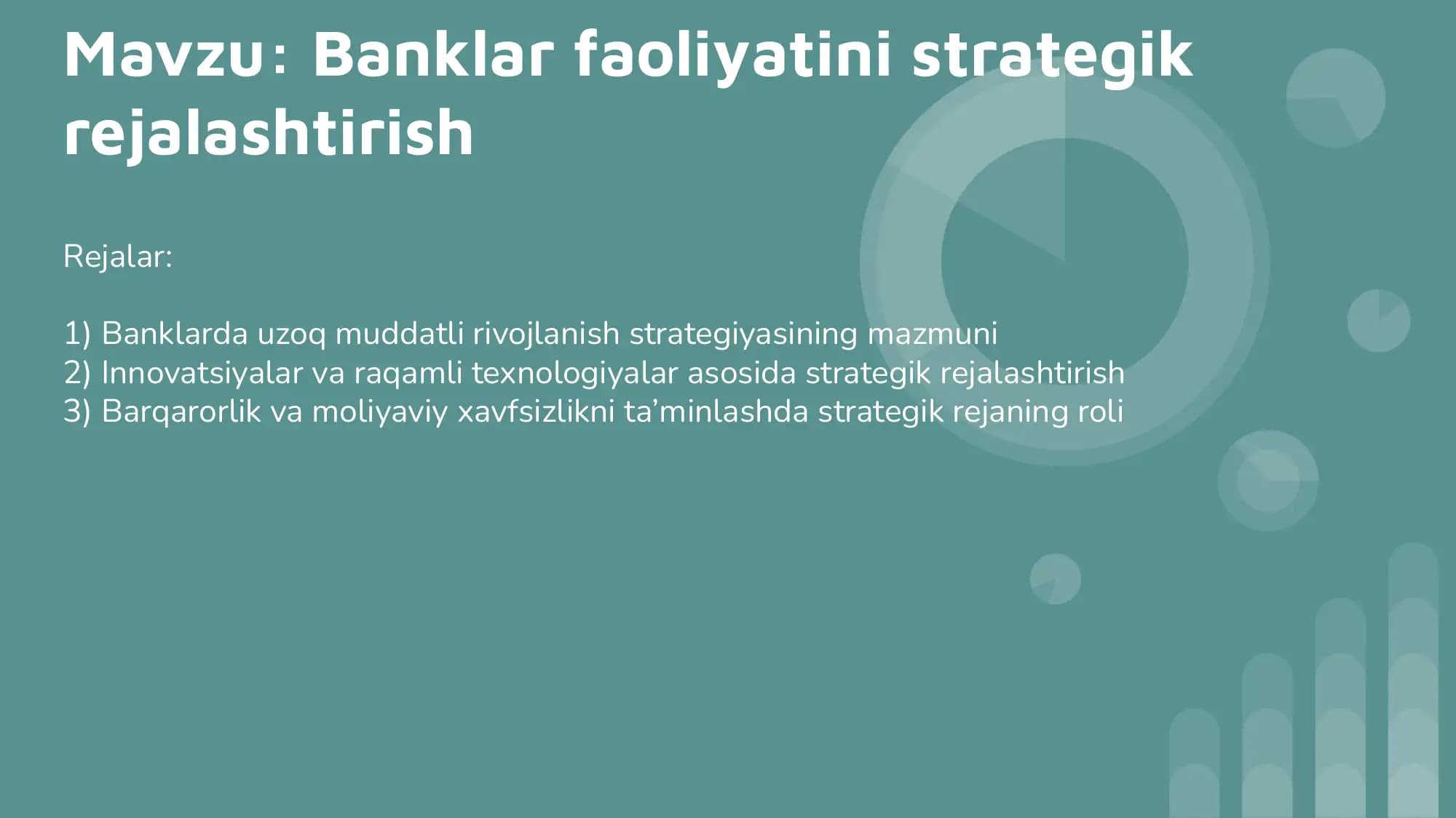 Banklar faoliyatini strategik rejalashtirish