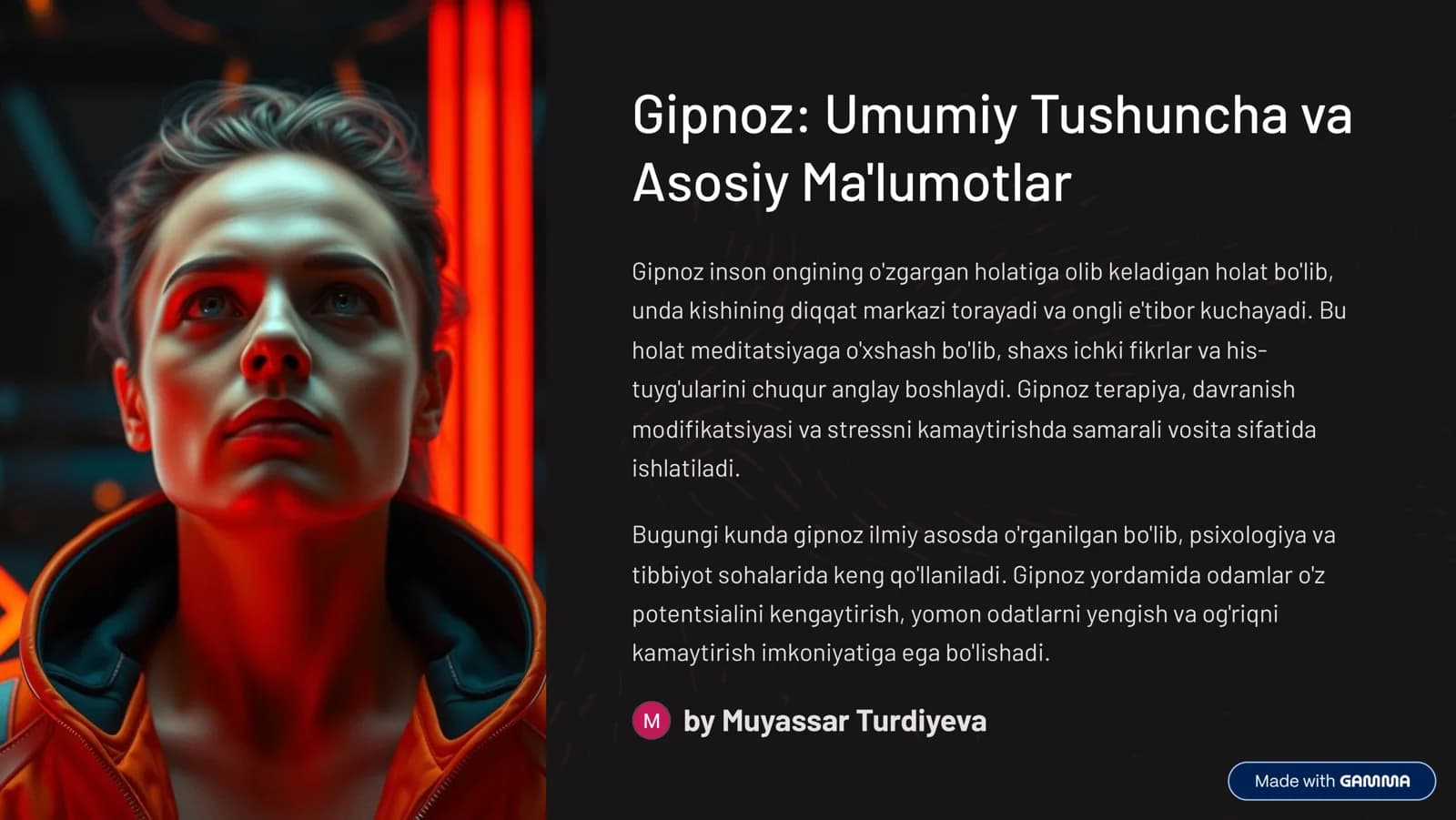 Gipnoz: Umumiy Tushuncha va Asosiy Ma'lumotlar