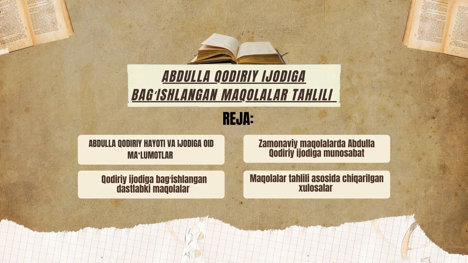 ABDULLA QODIRIY IJODIGA BAGʻISHLANGAN MAQOLALAR TAHLILI