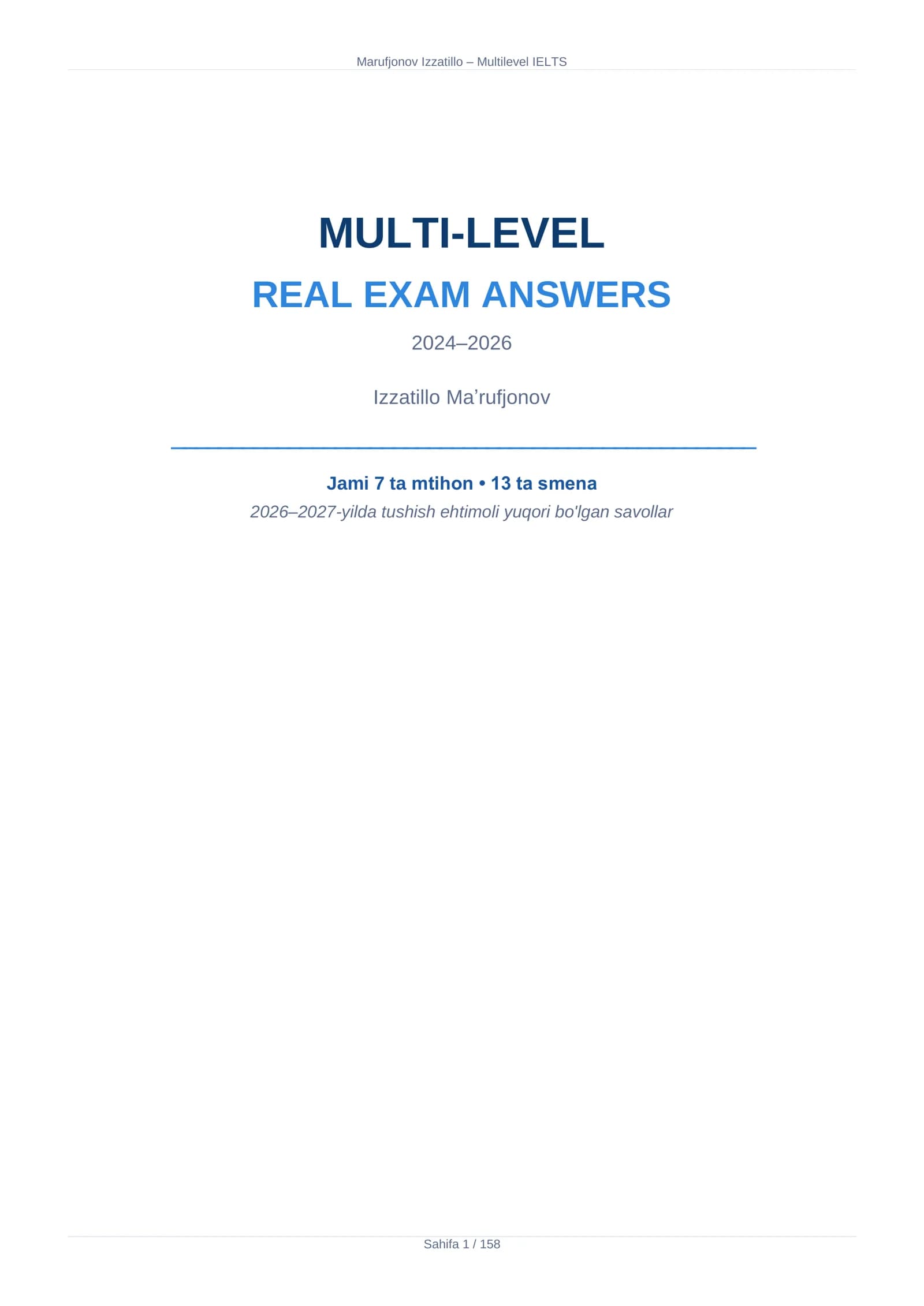Multi-Level real exam questions 2024-2026