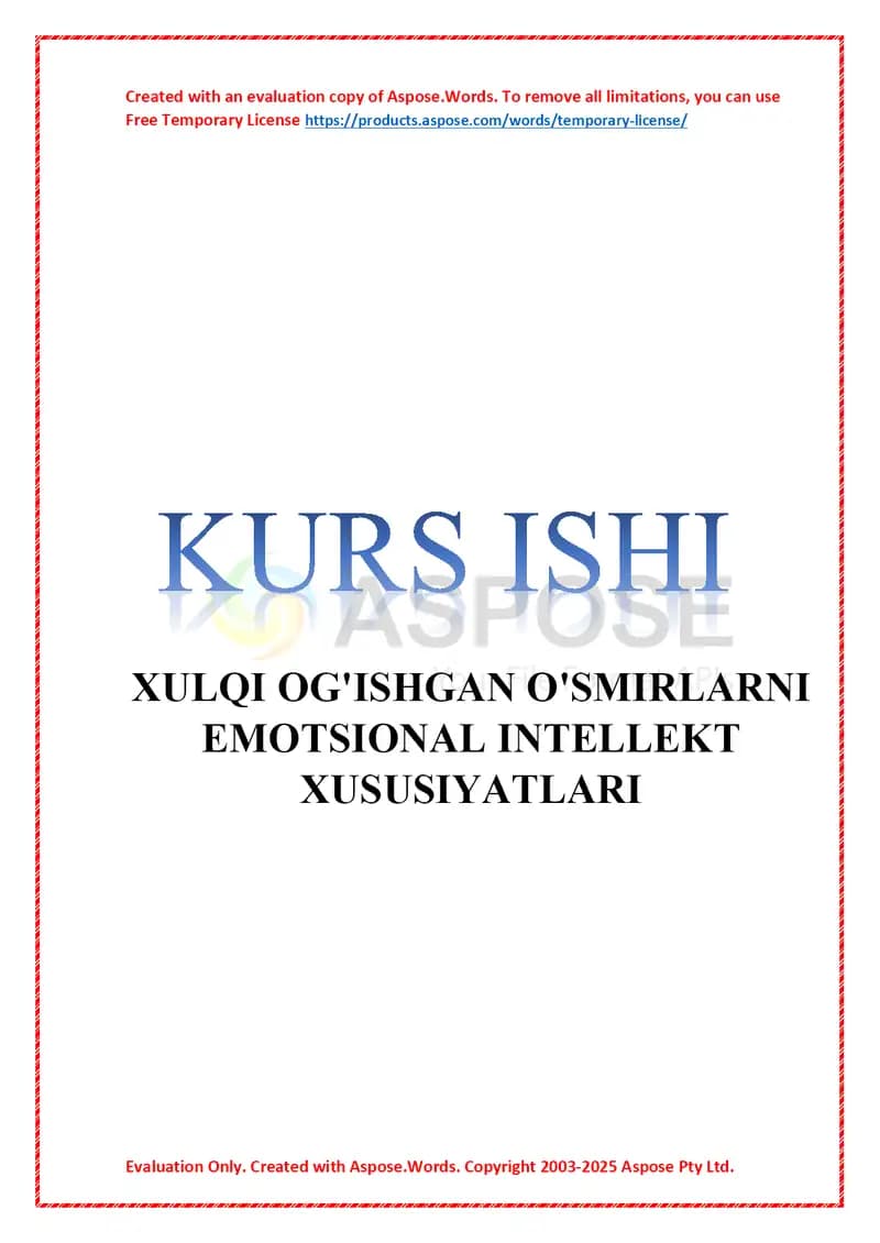 Xulqi og'ishgan o'smirlarni emotsional intellekt xususiyatlari
