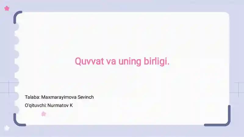 Quvvat va uning birligi