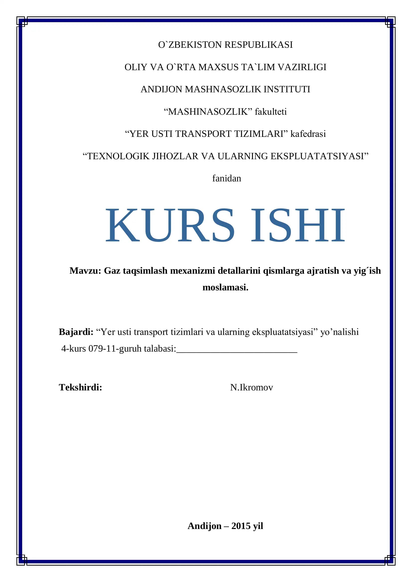 Gaz taqsimlash mexanizmi detallarini qismlarga ajratish va yig´ish moslamasi