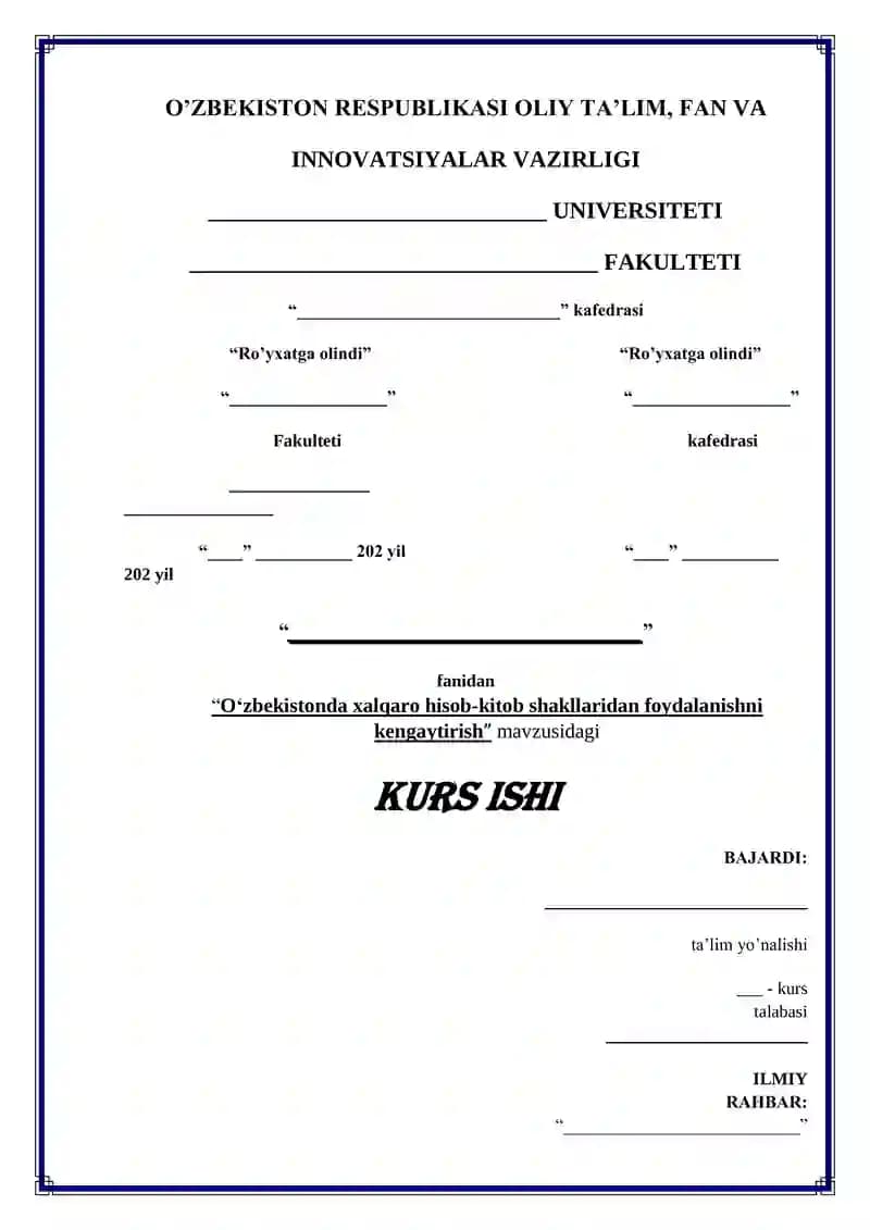 O‘zbekistonda xalqaro hisob-kitob shakllaridan foydalanishni kengaytirish