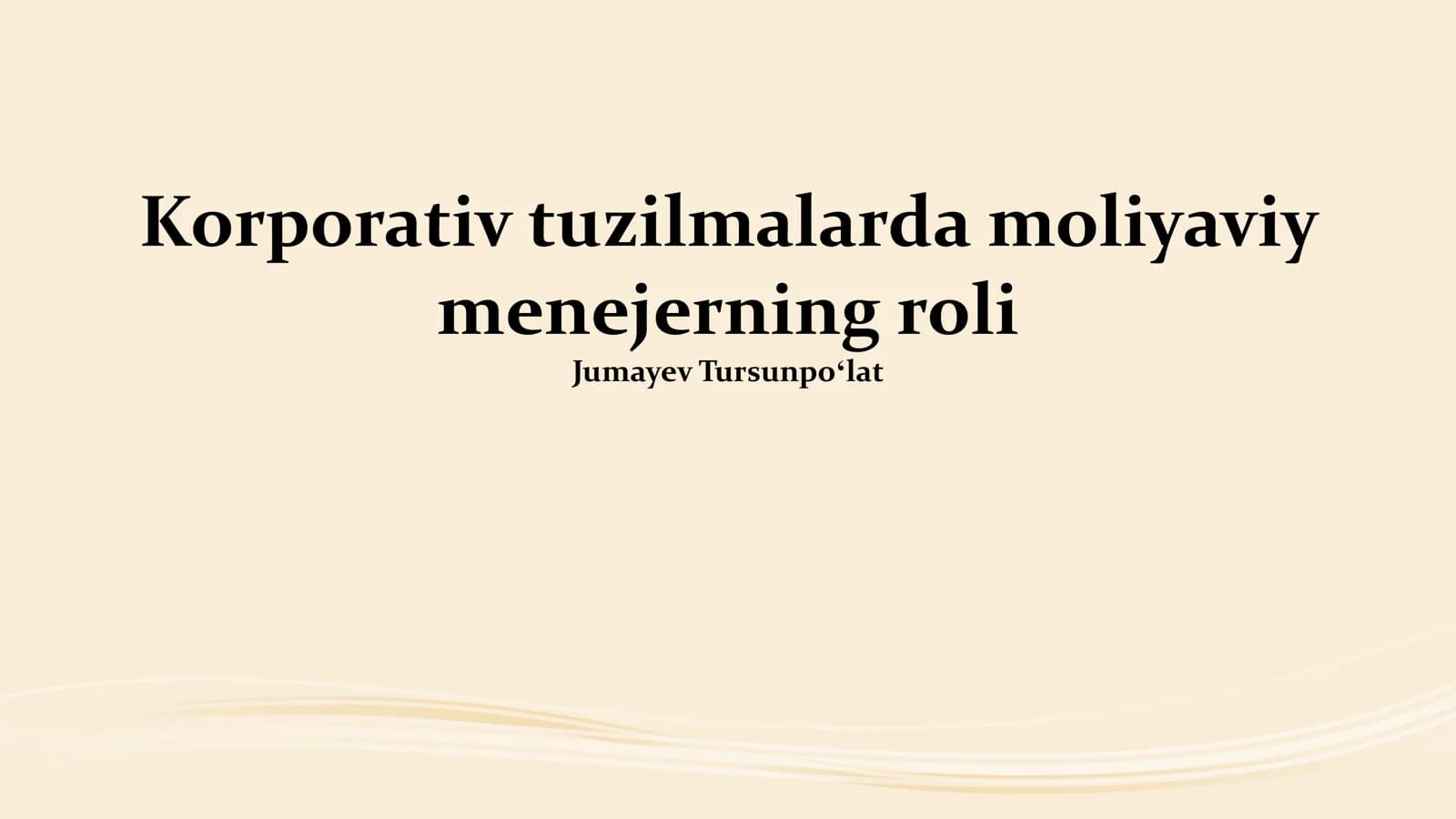 Korporativ tuzilmalarda moliyaviy menejerning roli
