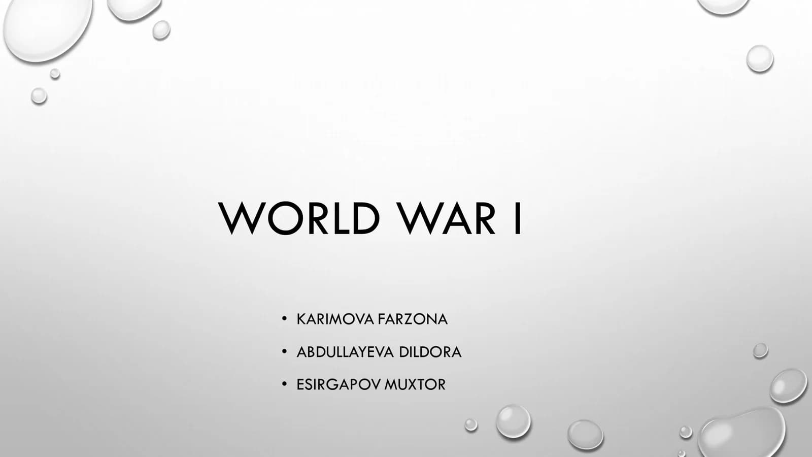 WORLD WAR I
