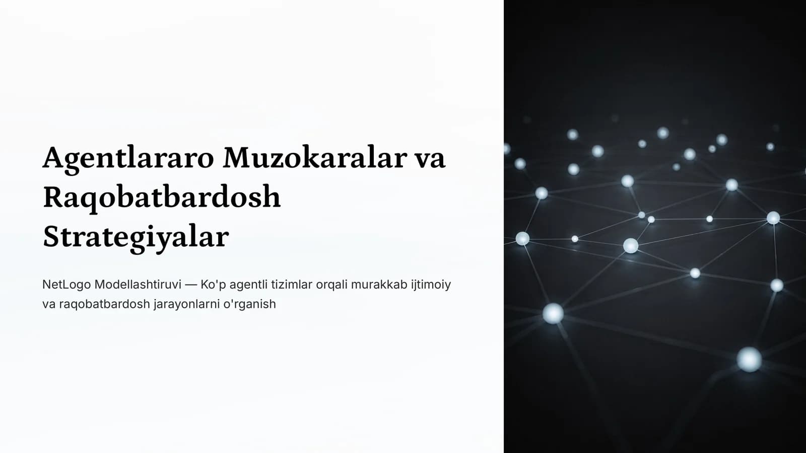 NetLogo Modellashtiruvi 4 Ko'p agentli tizimlar