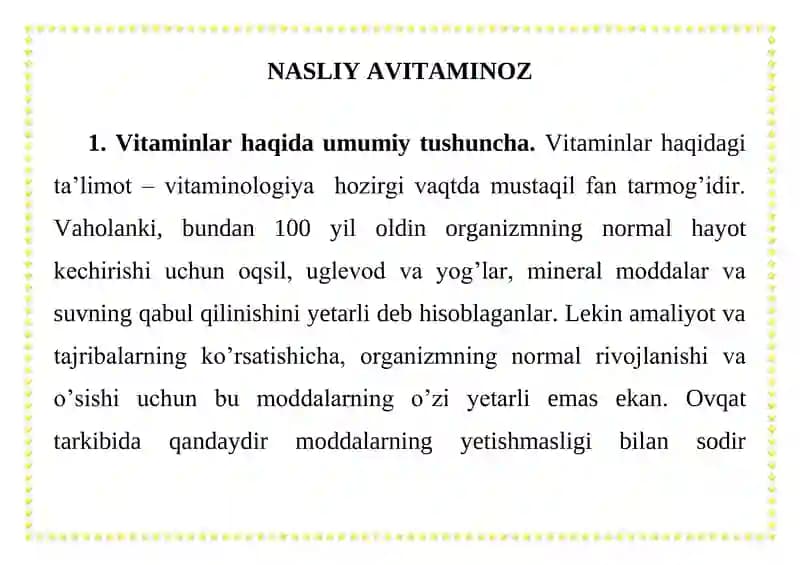 NASLIY AVITAMINOZ