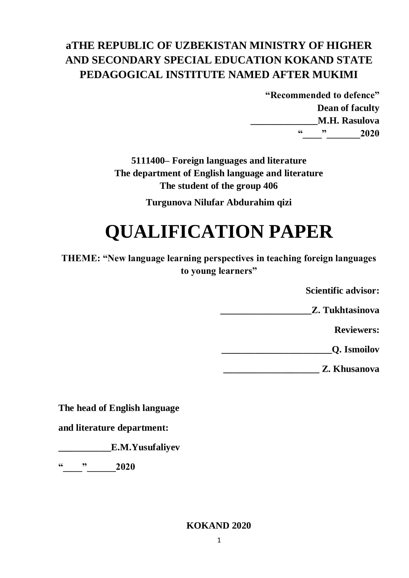 New language learning perspectives in teaching foreign languages to young learners
