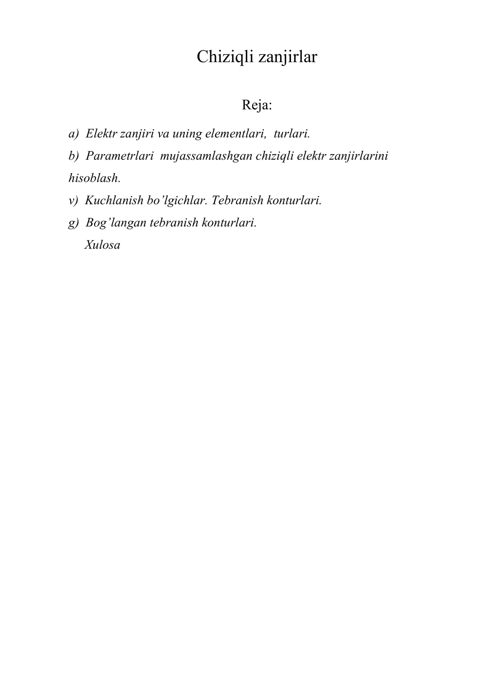 Chiziqli zanjirlar