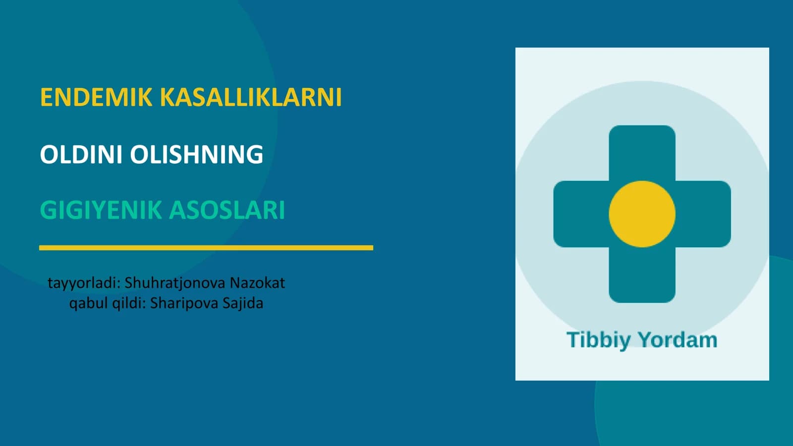 ENDEMIK KASALLIKLARNI OLDINI OLISHNING GIGIYENIK ASOSLARI