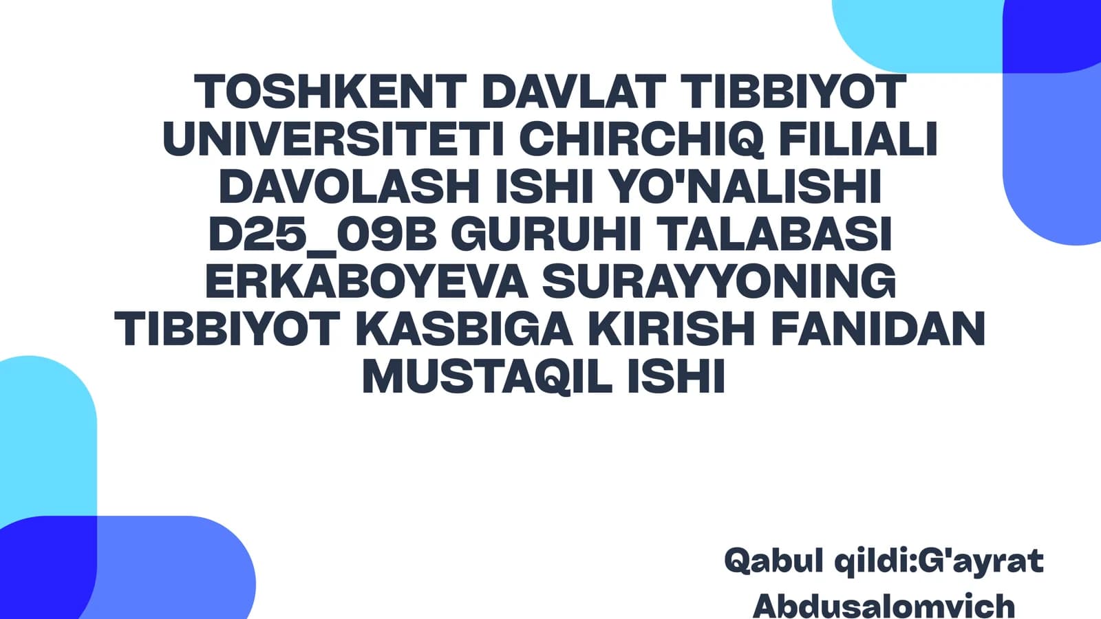 Bemorlarni labarator va ilmiy tekshirishlarga tayyorlash