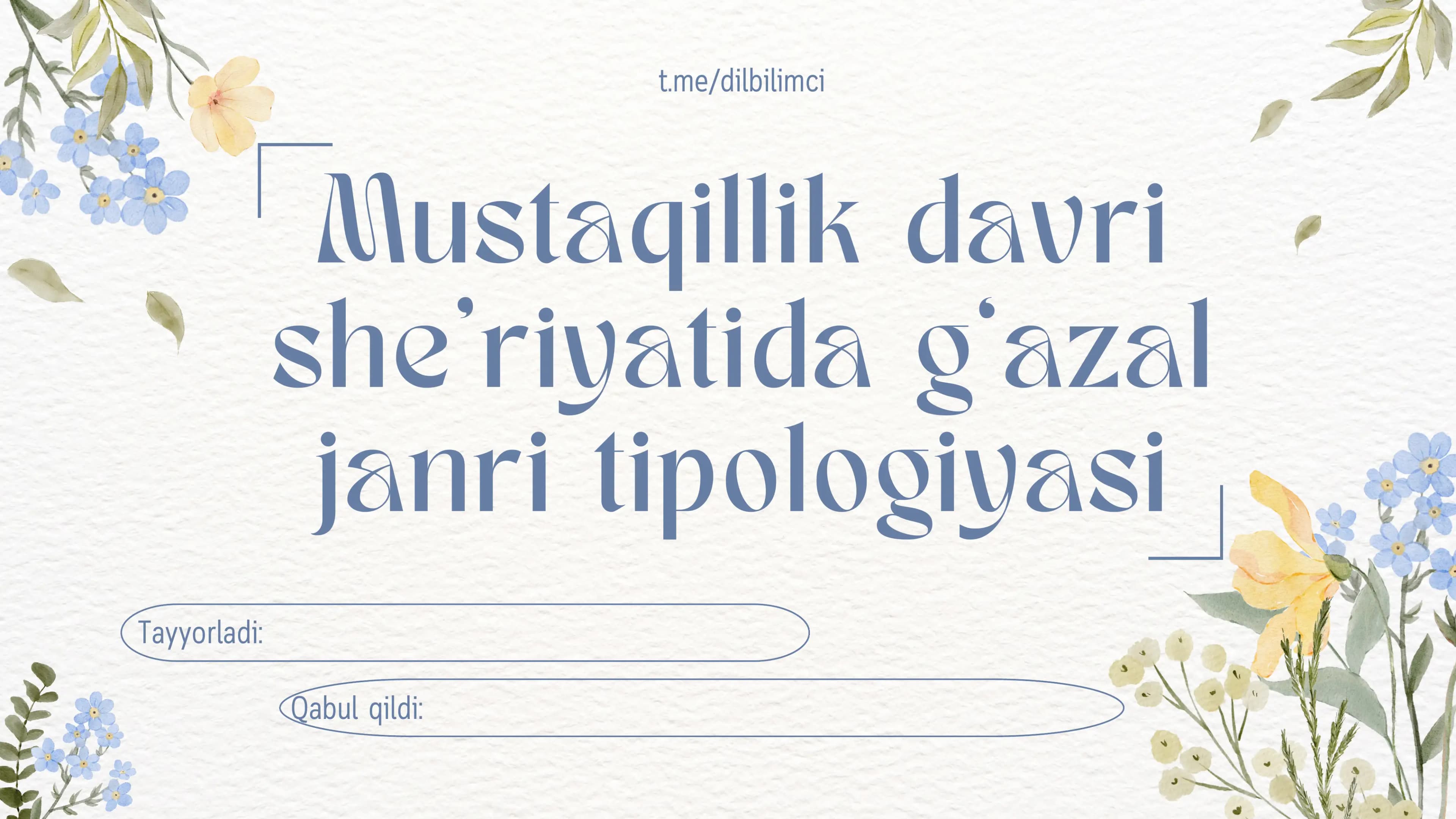 Mustaqillik davri she'riyatida g'azal janri tipologiyasi
