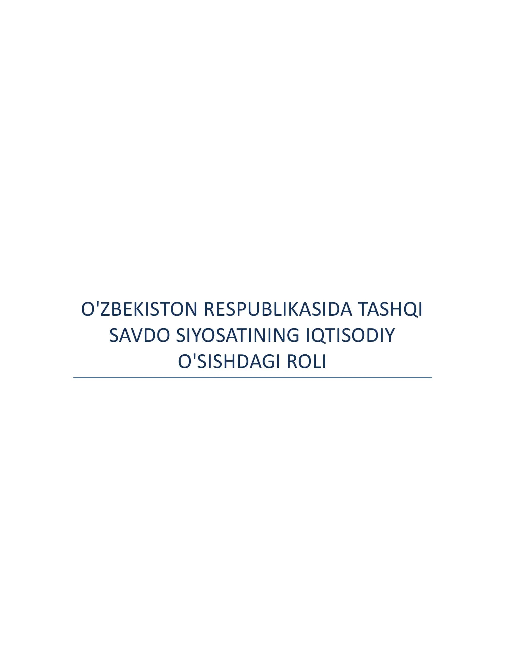Tashqi Savdo Siyosati