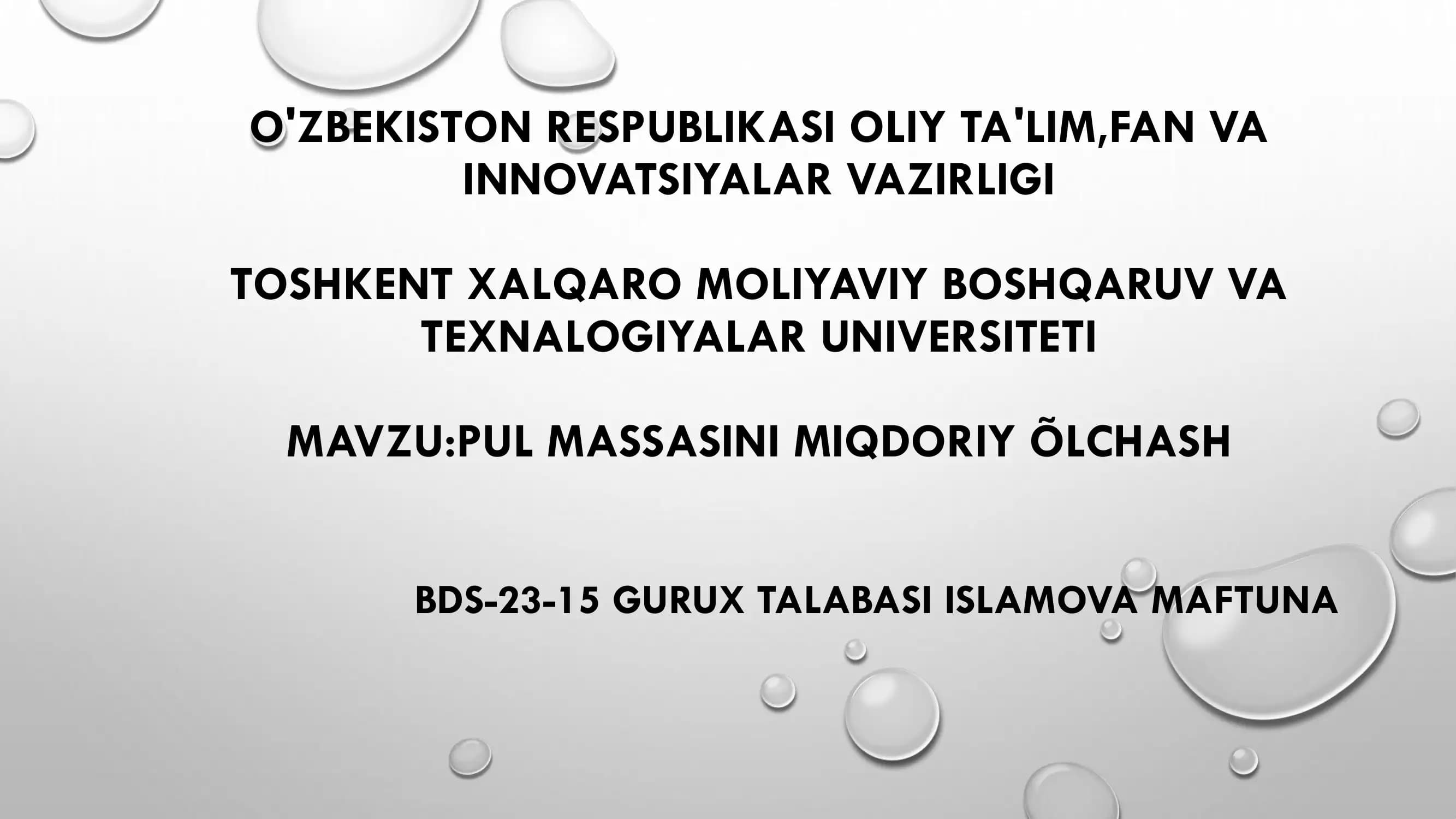 Pul massasini miqdoriy ölchash