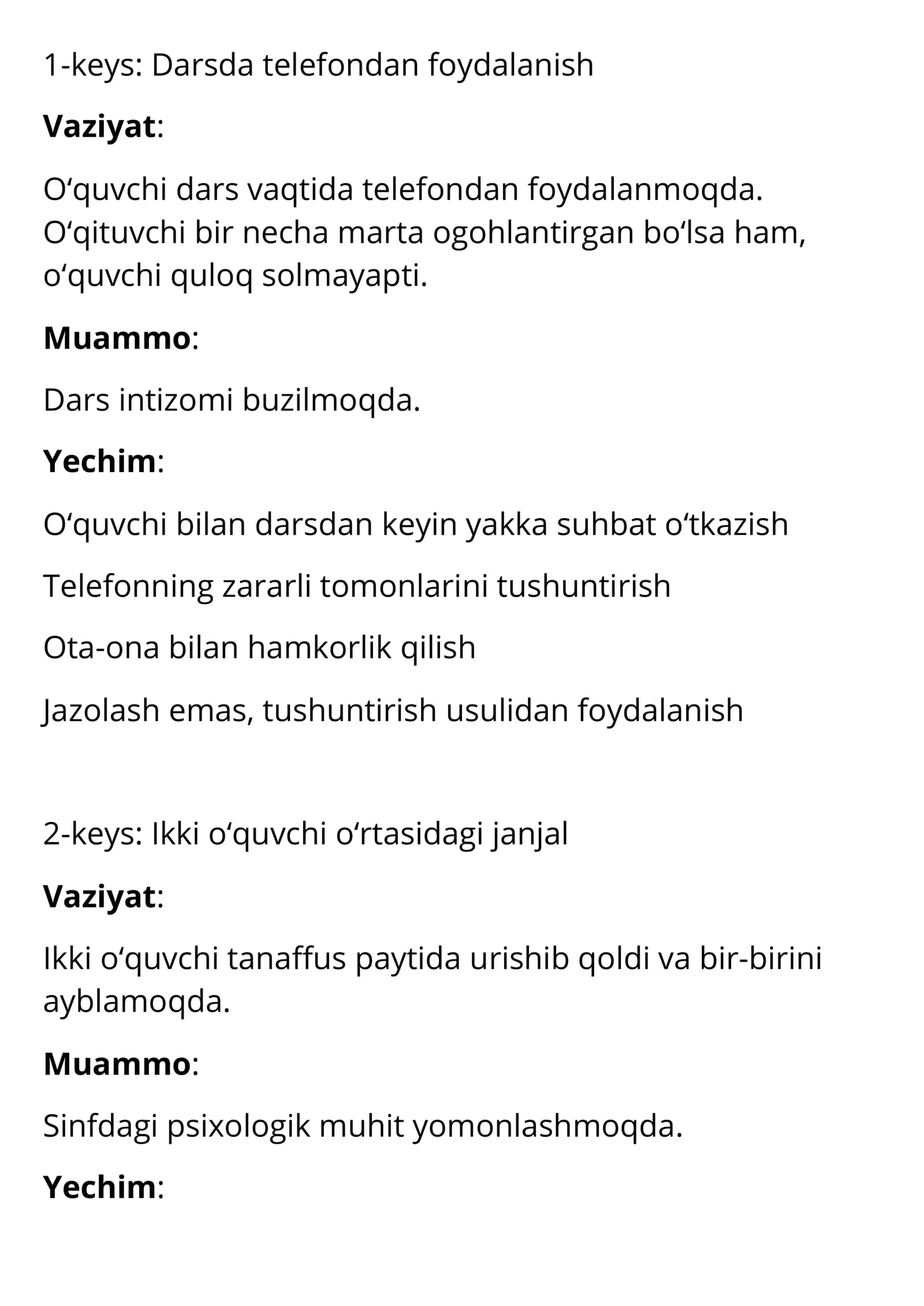 O‘qituvchi va ota-ona nizosi