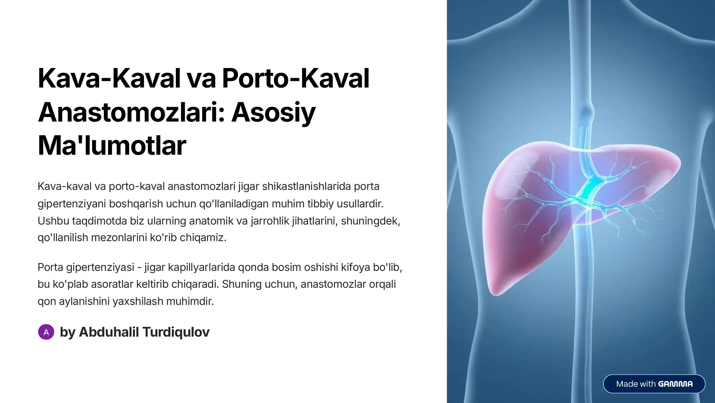 Kava-Kaval va Porto-Kaval Anastomozlari