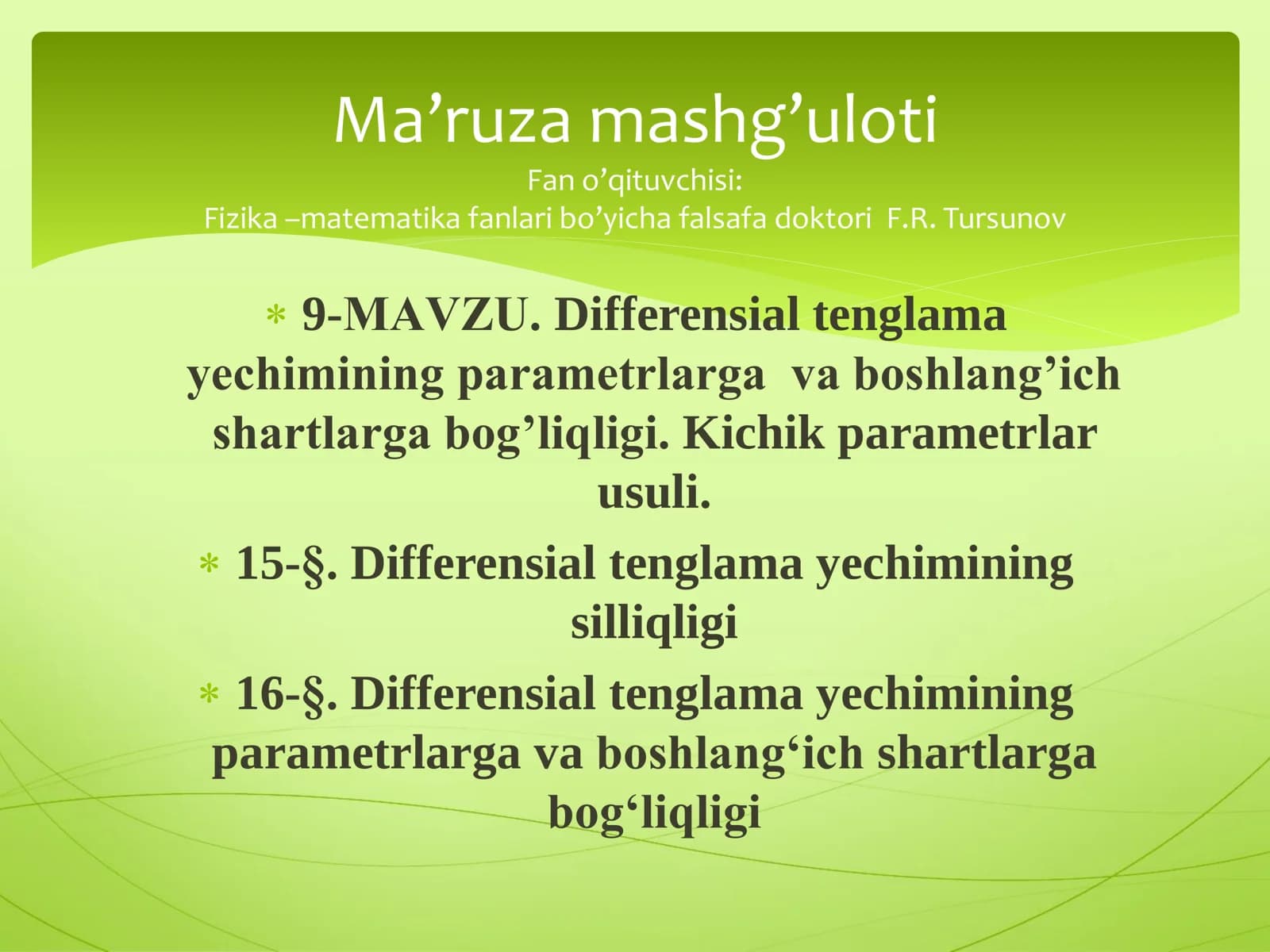 9-МАVZU. Differensial tenglama