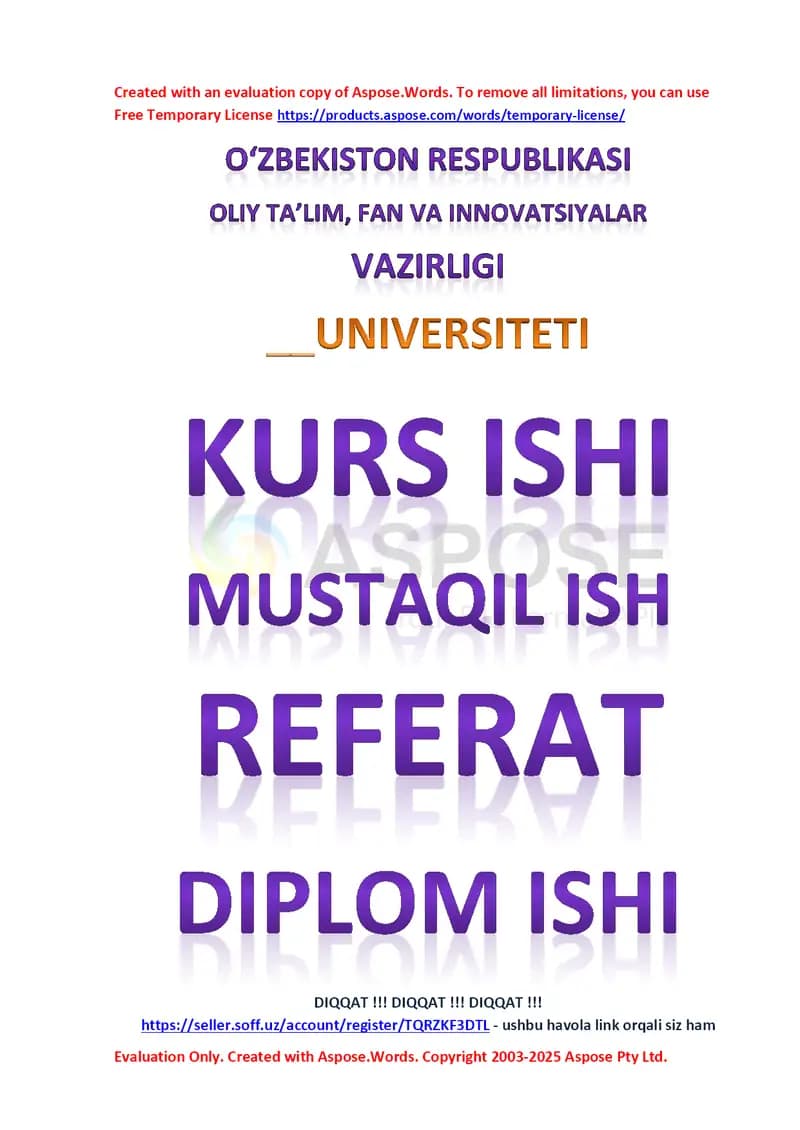Kurs ishi “Reduktor” loyihaviy xisobi