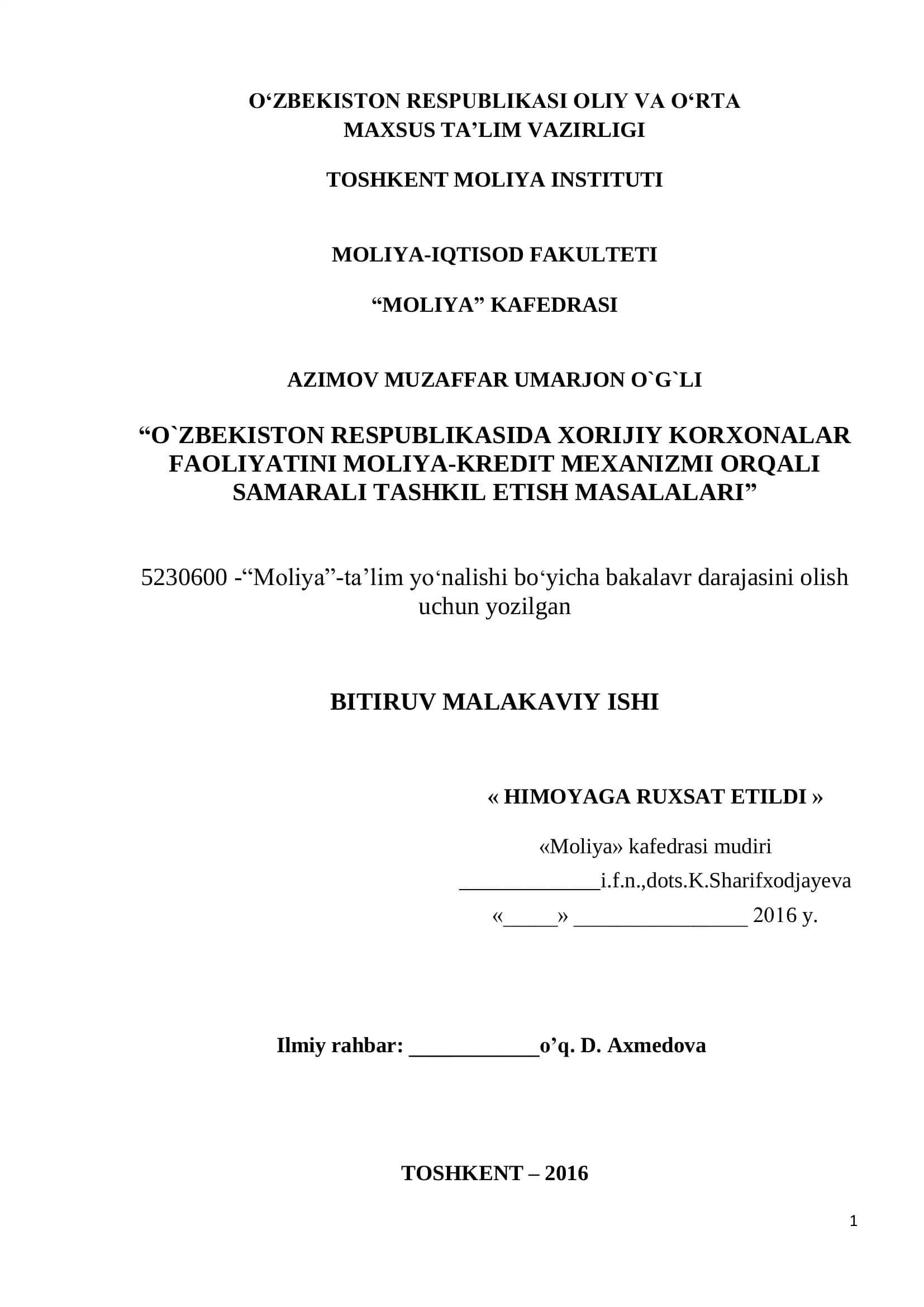 O‘ZBEKISTONDA XORIJIY KORXONALAR FAOLIYATI