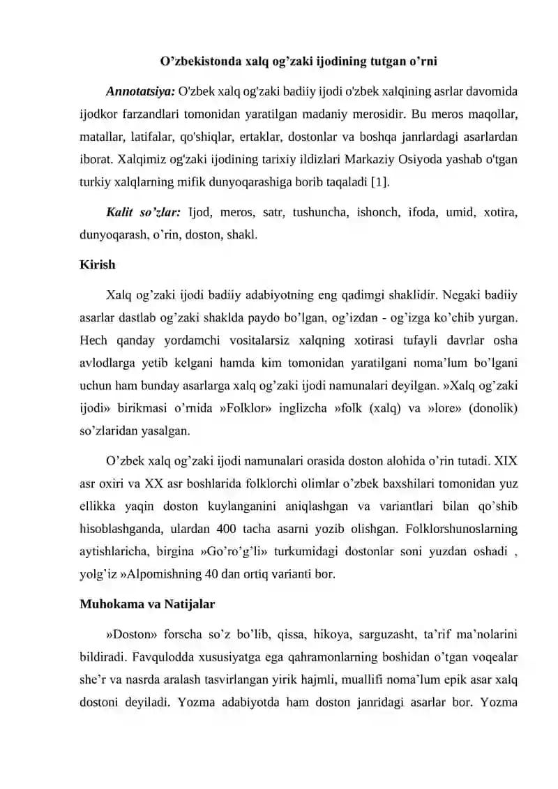 Xalq og'zaki ijodi