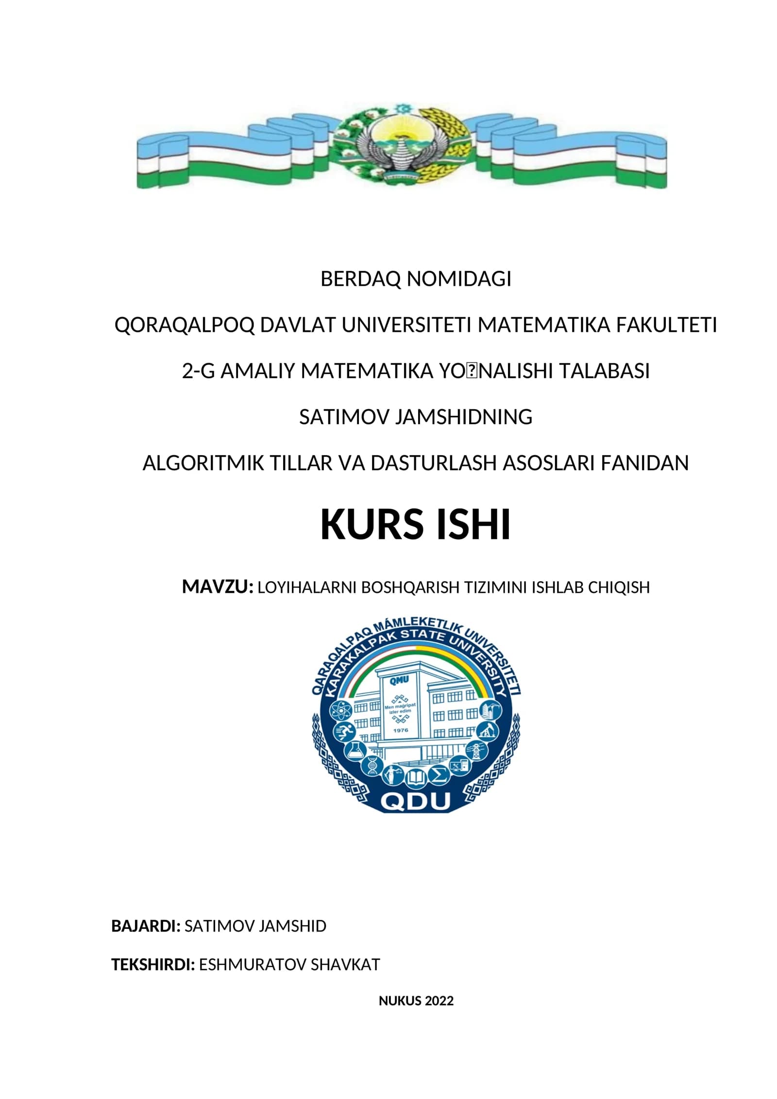 2-G AMALIY MATEMATIKA YO'NALISHI TALABASI