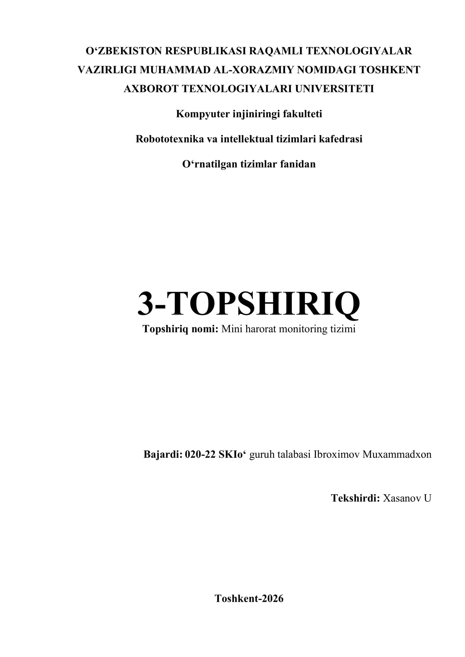 Mini harorat monitoring tizimi