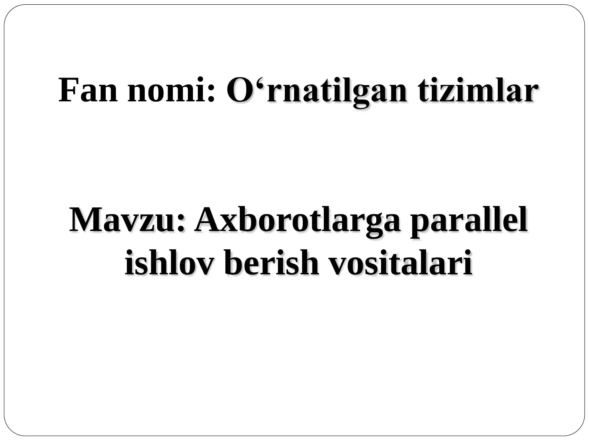 O‘rnatilgan tizimlar