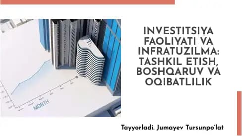 INVESTISIYA FAOLIYATI VA INFRATUZILMA: TASHKIL ETISH, BOSHQARUV VA OQIBATLILIK