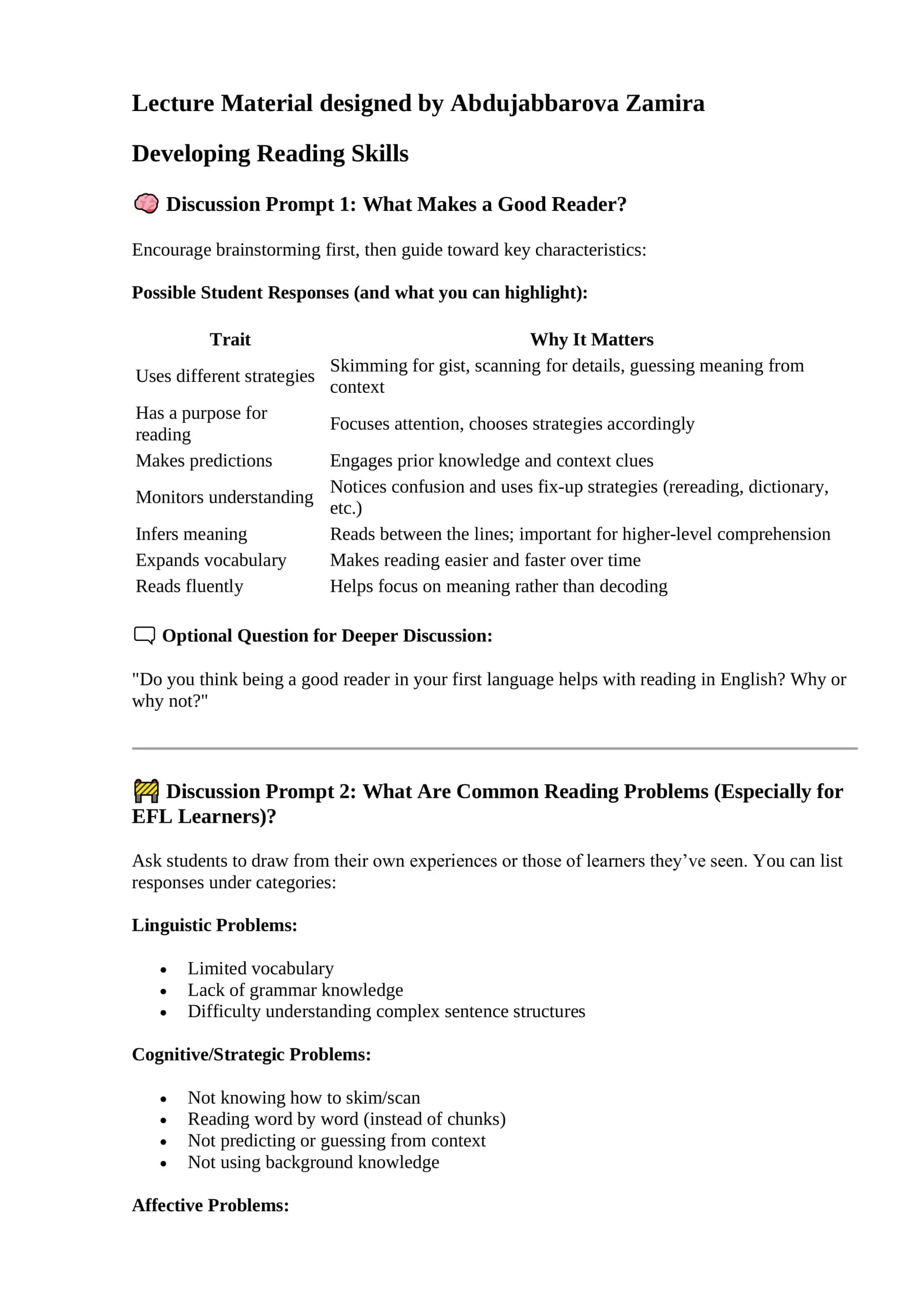 Developing Reading Skills