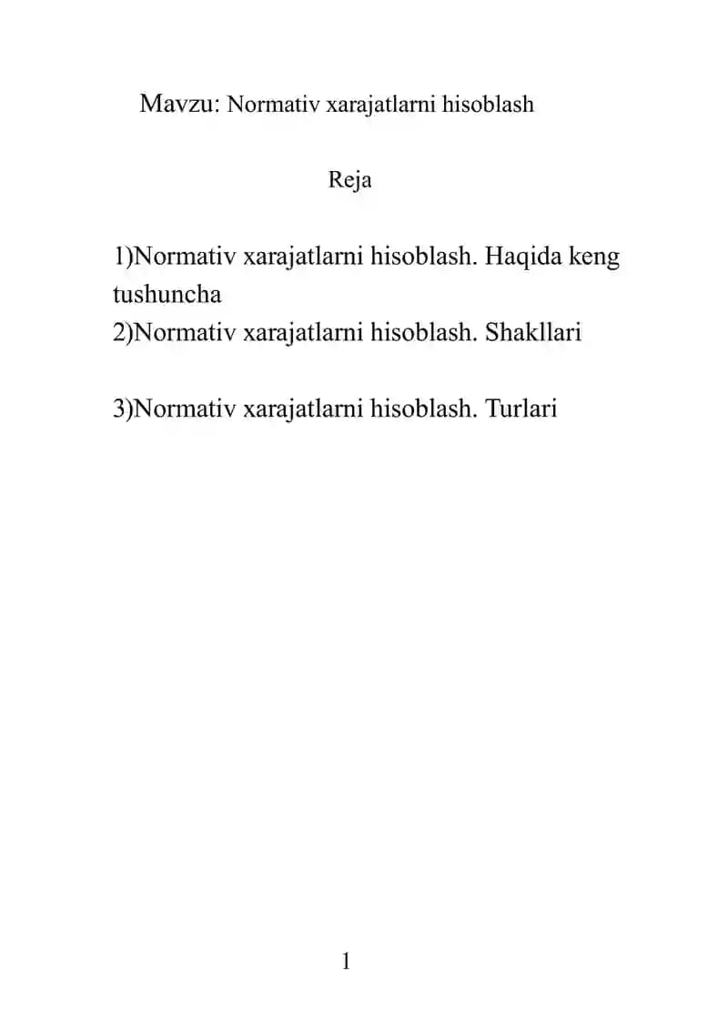 Normativ xarajatlarni hisoblash