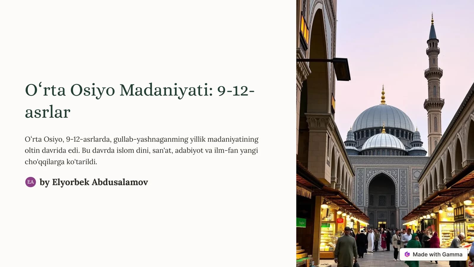 Oʻrta Osiyo Madaniyati: 9-12-asrlar