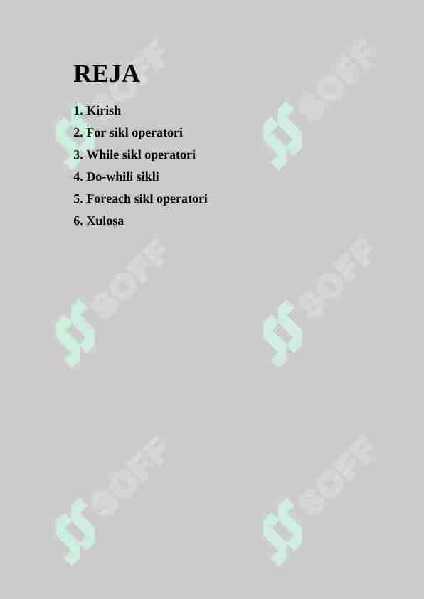 SIKL OPERATORLARI