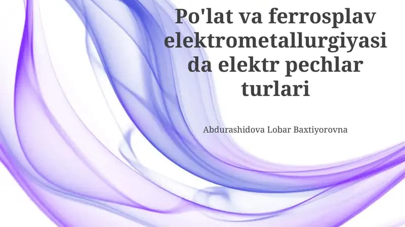 Elektrometallurgiyada elektr pechlar