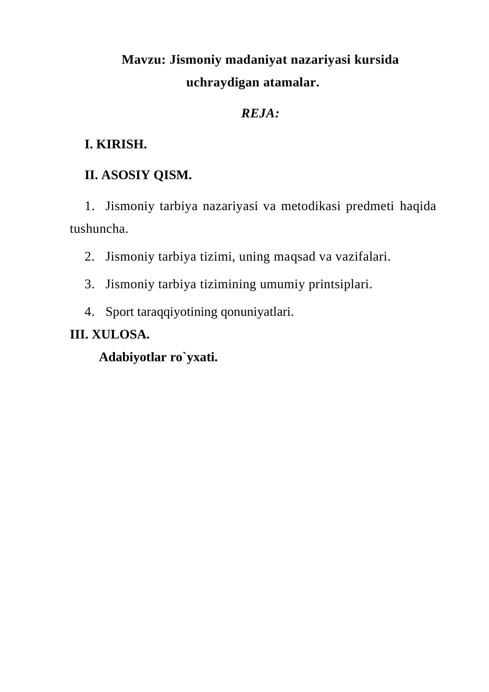 Jismoniy madaniyat nazariyasi kursi