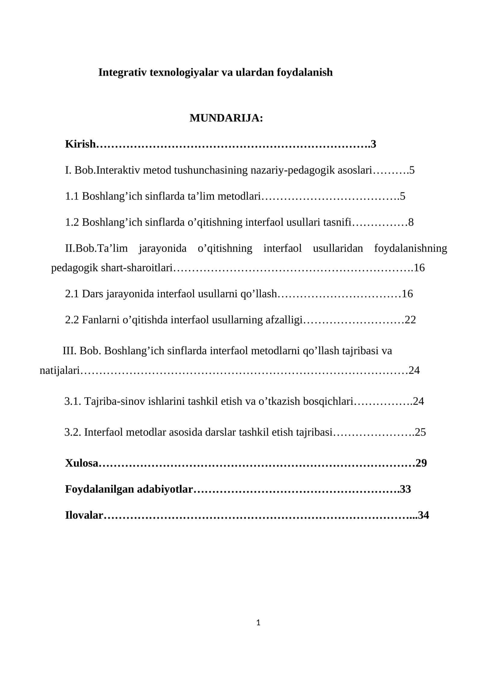 Integrativ texnologiyalar va ulardan foydalanish