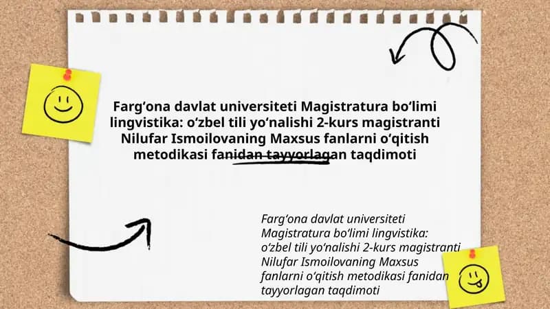 Maxsus fanlarni oʻqitish metodikasi