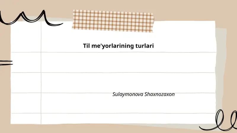 Til me'yorlarining turlari
