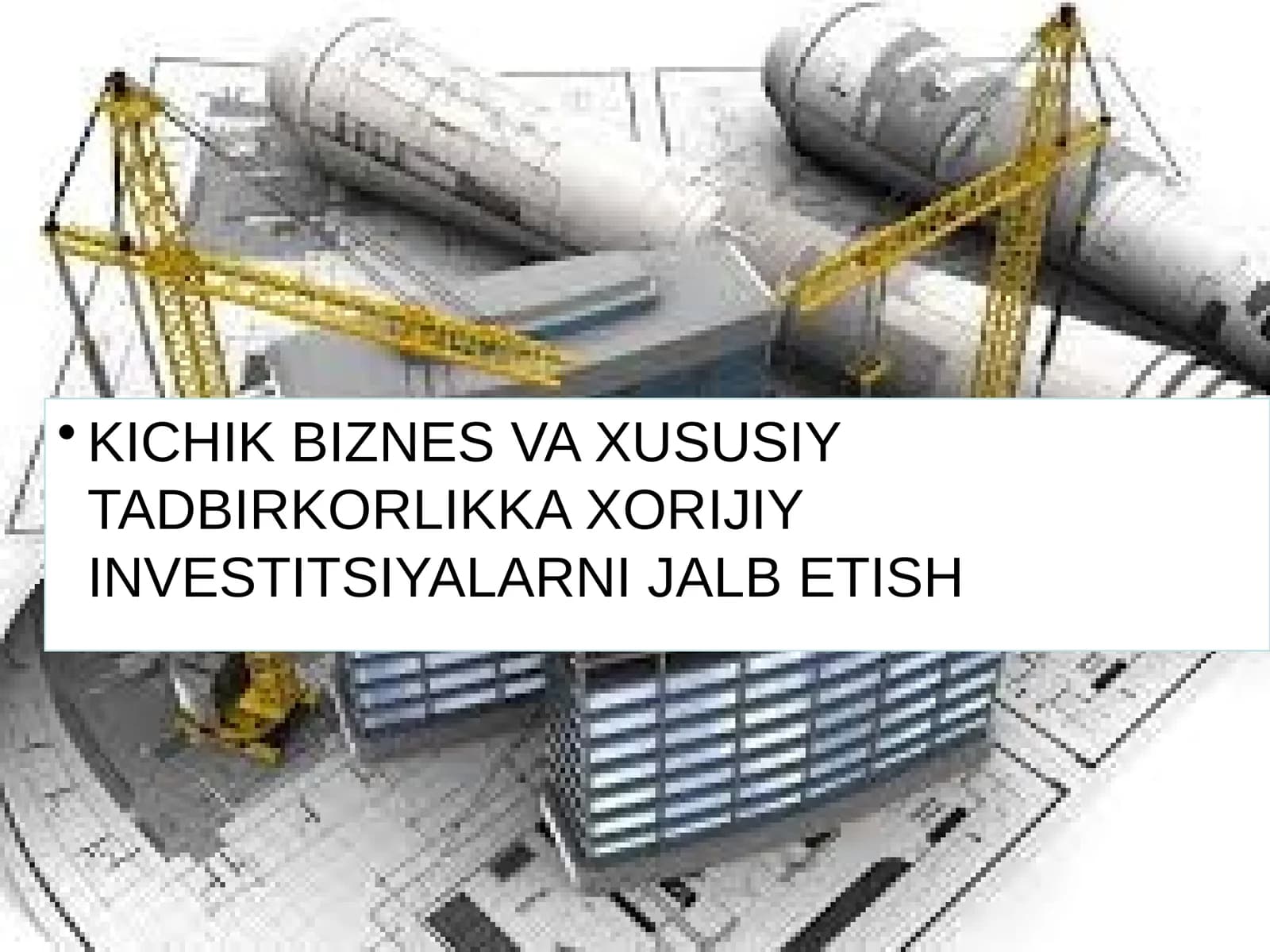 KICHIK BIZNES VA XUSUSIY TADBIRKORLIKKA XORIJIY INVESTITSIYALARNI JALB ETISH