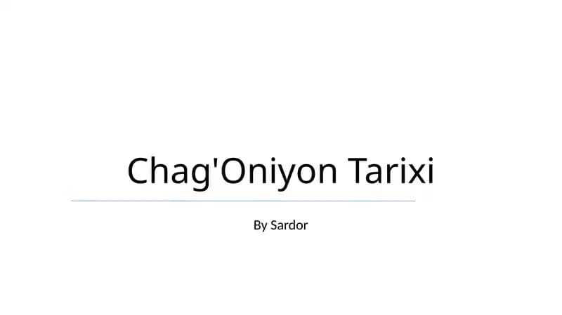 Chag'Oniyon Tarixi