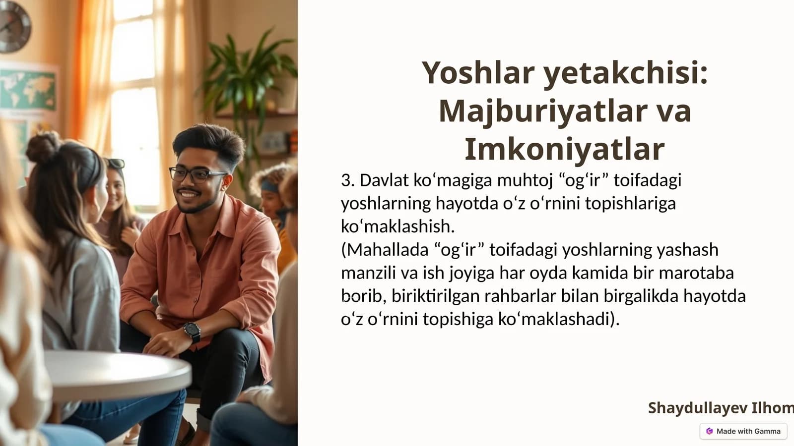 Yoshlar yetakchisi:MajburiyatlarvaImkoniyatlar