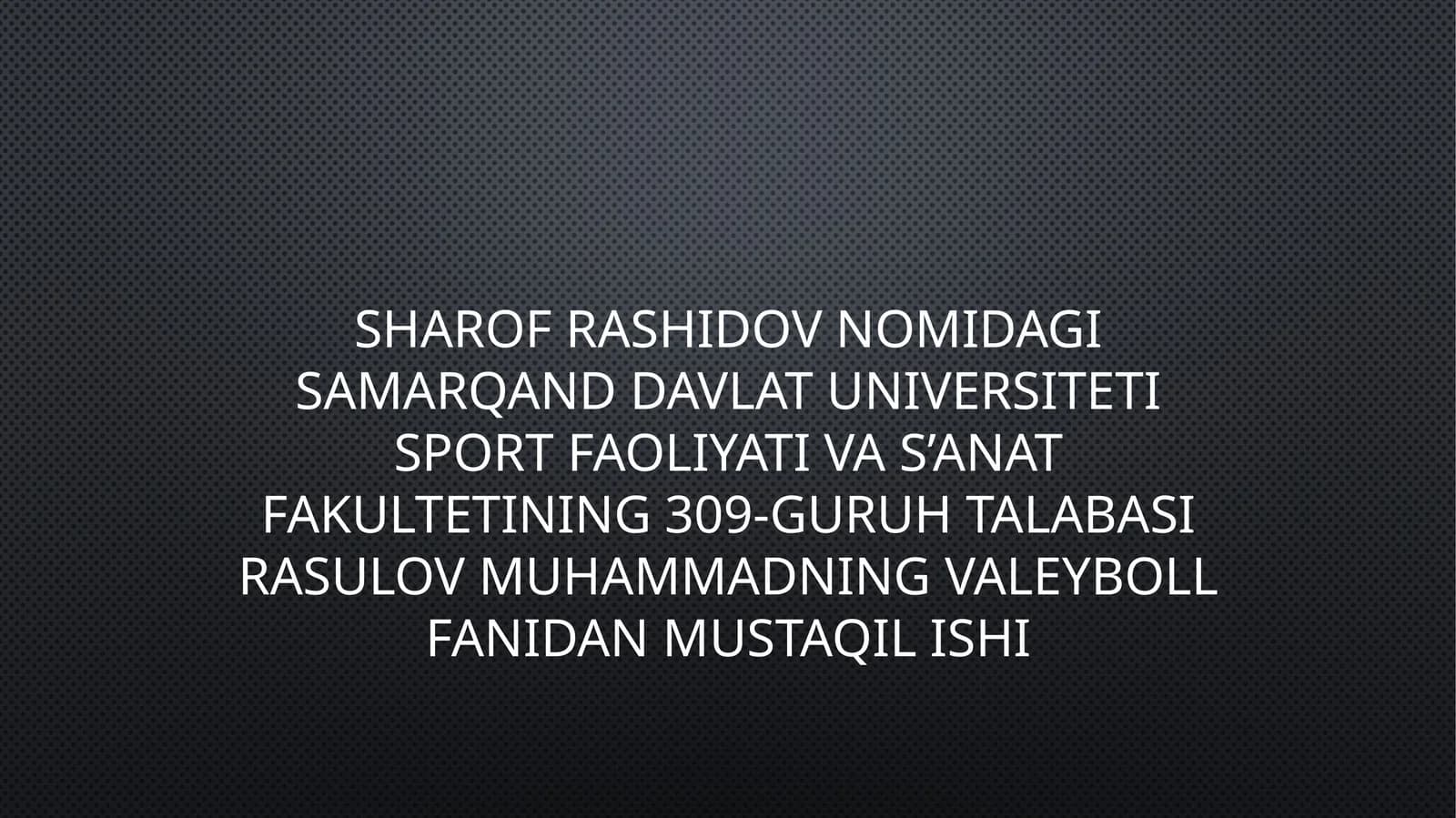 VALEYBOLL FANIDAN MUSTAQIL ISHI