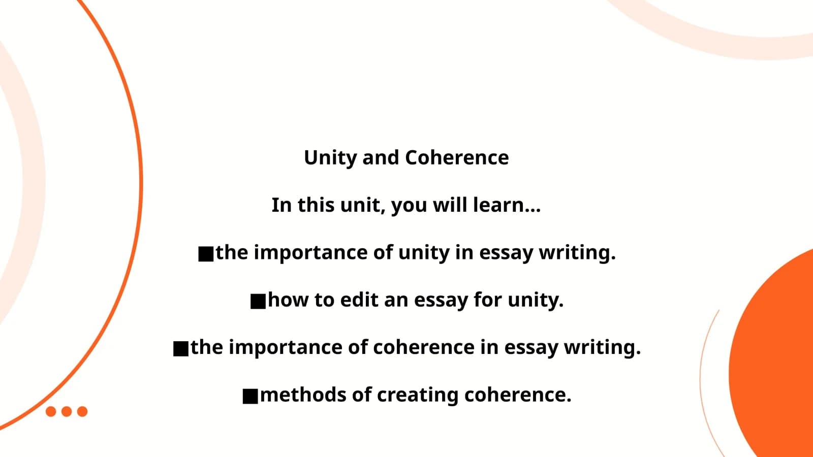 Unity and Coherence