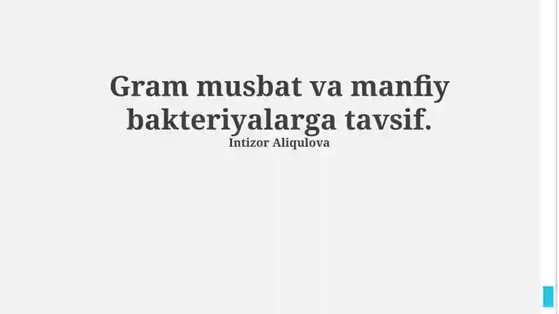 Gram-manfiy va Gram-musbat bakteriyalar