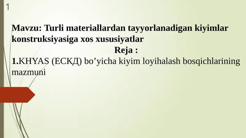 Turli materiallardan tayyorlanadigan kiyimlar konstruksiyasiga xos xususiyatlar